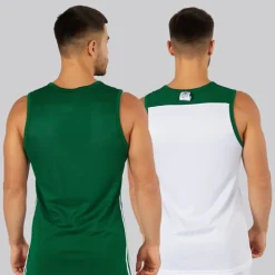 Herre 3G Speed Vendbar Basketball Trøje Dark Green/​Hvid