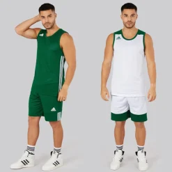 Herre 3G Speed Vendbar Basketball Trøje Dark Green/​Hvid