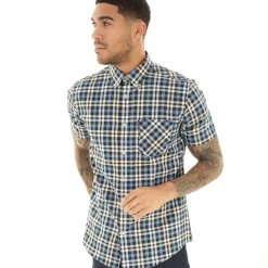 Herre Gingham Overcheck Skjorter med korte ærmer kontrolleret