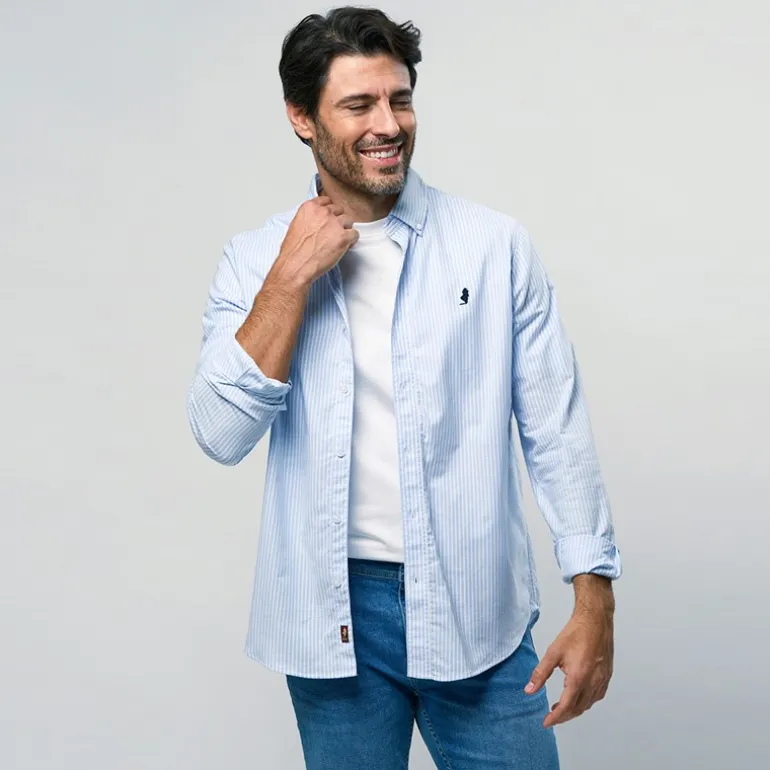 Herre Greg Skjorte Light Blue Stripe