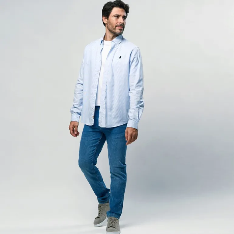 Herre Greg Skjorte Light Blue Stripe