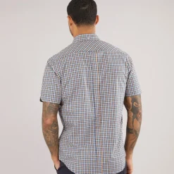 Herre House Check Kortærmet Skjorte Denim Blå