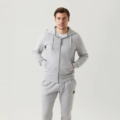 Herre Hættetrøje med Lynlås MidtLys Grå Melange