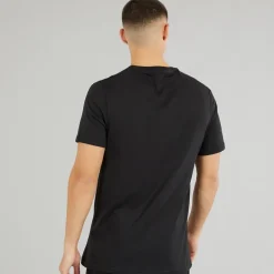 Herre Komfort Flex Bomuld Tre Pak Rund Hals T Shirts Sort