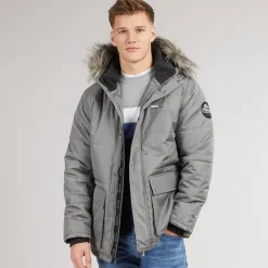 Herre Koufax Vatteret Parka Stålgrå/​Sort