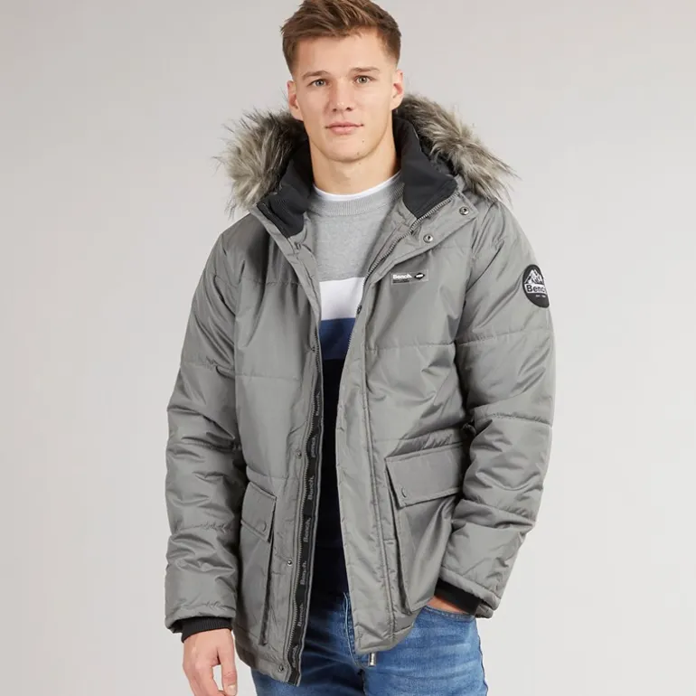 Herre Koufax Vatteret Parka Stålgrå/Sort