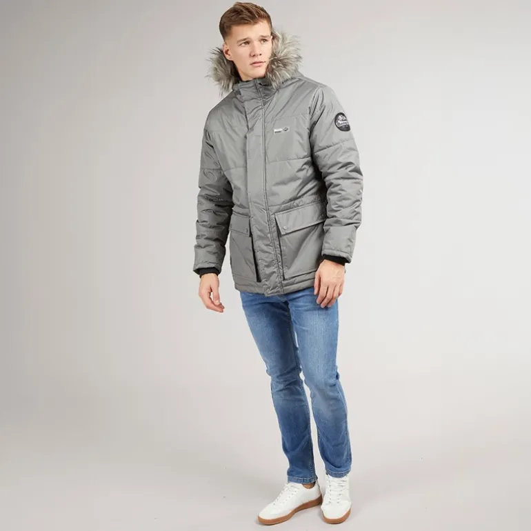 Herre Koufax Vatteret Parka Stålgrå/Sort