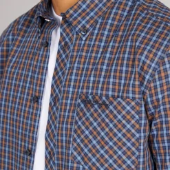 Herre langærmet hustern skjorte Dark Navy