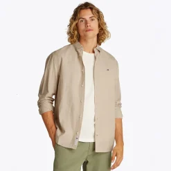 Herre Linnedblanding Langærmet Skjorte Relic Tan