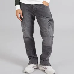 Herre Loose Fit Cargo Jeans Grå