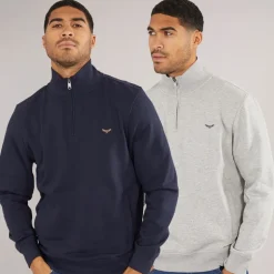 Herre Marigold To Pak 1/​4 Lynet Sweatshirts Navy /​ Grå