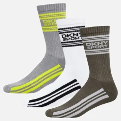 Herre Martense Tre Pak Crew Sokker Khaki/​Hvid/​Grå