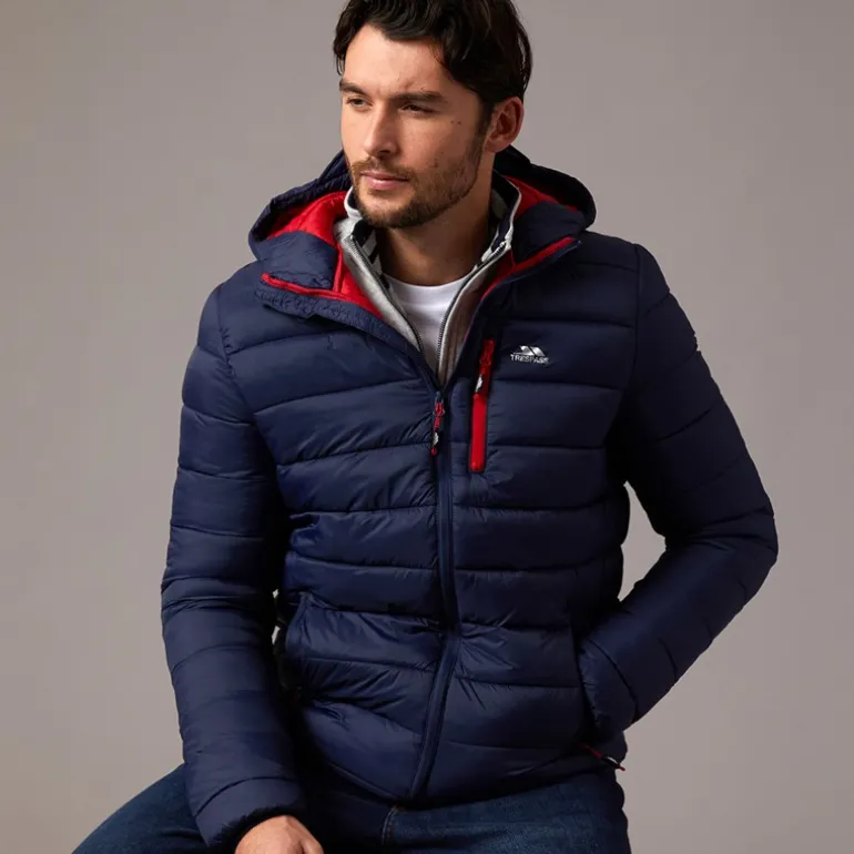 Herre Mikail Mikro Polstret Hættejakke Blå