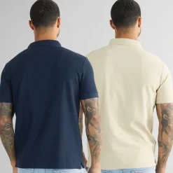 Herre Mike To Pak Polo Shirts Humus /​ Mørk Safir