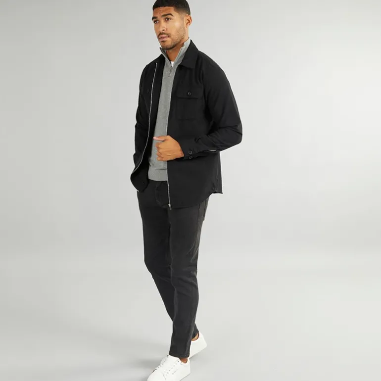 Herre Mikkel Skjorte Jakke Sort Houndstooth