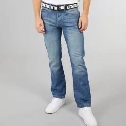 Herre Nye Baltimore Bælte Jeans Straight Jeans Lyse Vask