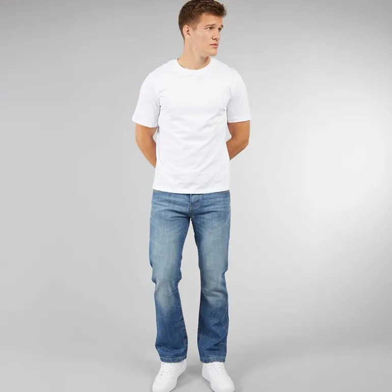 Herre Nye Baltimore Bælte Jeans Straight Jeans Lyse Vask