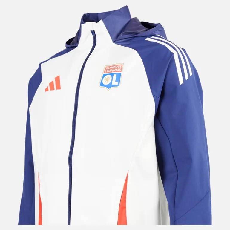 Herre OL Olympique Lyon All Weather Jakke White Tint/Midnight Indigo/Bright Red