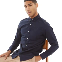 Herre Oxford Langærmet shirts Marineblå