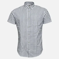 Herre Oxford Stripe Skjorter med korte ærmer Blå