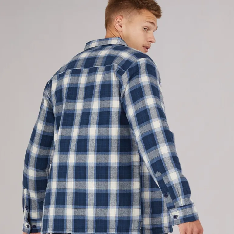 Herre Paddy Langærmet Vatteret Skjorte Blå Tjek