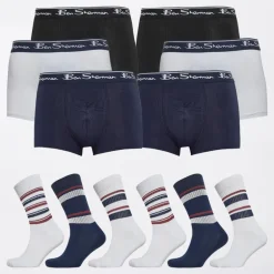 Herre 6-pak Boxer og 6-pak Sokke Gavesæt Hvid/Sort/Navy