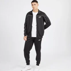 Herre Piping Poly Træningsdragt Sort