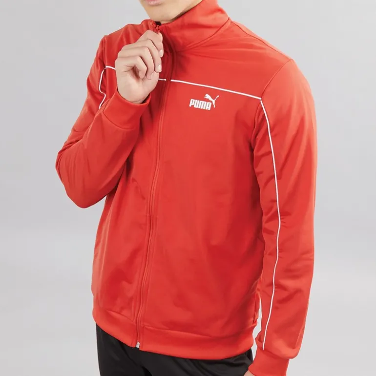 Herre Pipning Poly Træningsdragt Rød Ild