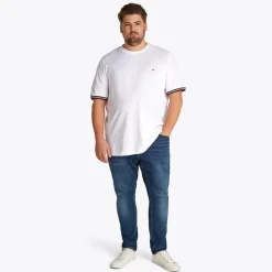 Herre Plus Størrelse Global Stribe T-Shirt Hvid