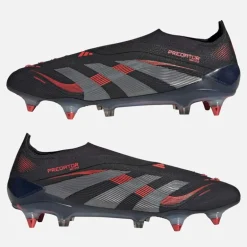 Herre Predator Elite LL Snørebåndsløse Stealth Victory Pack SG Blød Bund Fodboldstøvler Core Black/Grey Four/Lucid Red
