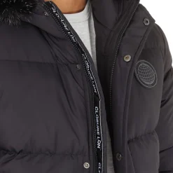 Herre Pufferjakke med pelshætte Sort