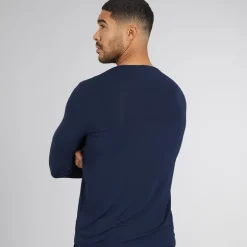 Herre pyjamastop med lange ærmer Dark Blue