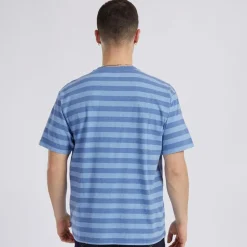 Herre Rød Tab Vintage T-shirt Bardo Stribet Bleget Denim