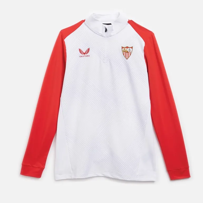 Herre SFC Sevilla FC Hjemme 1/4 Zip Top Brilliant Hvid/True Rød