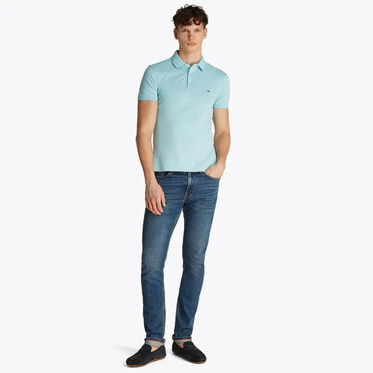 Herre Slim Polo Tradewinds Aqua