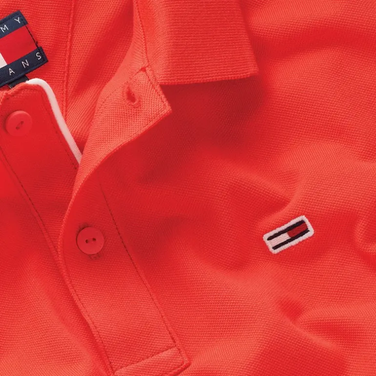 Herre Slim Stolpelukning Polo Bright Vermillion