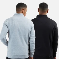 Herre Stilgar To Pakke 1/​4 Lynlås Sweatshirts Sort/​Grå