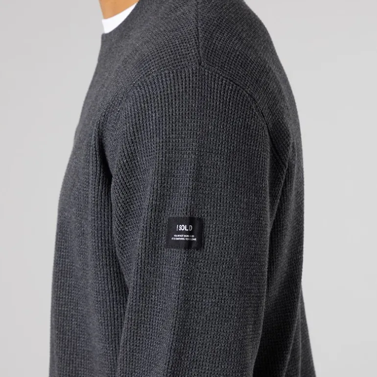 Herre striktrøje mørkegrå melange Dar Grey M