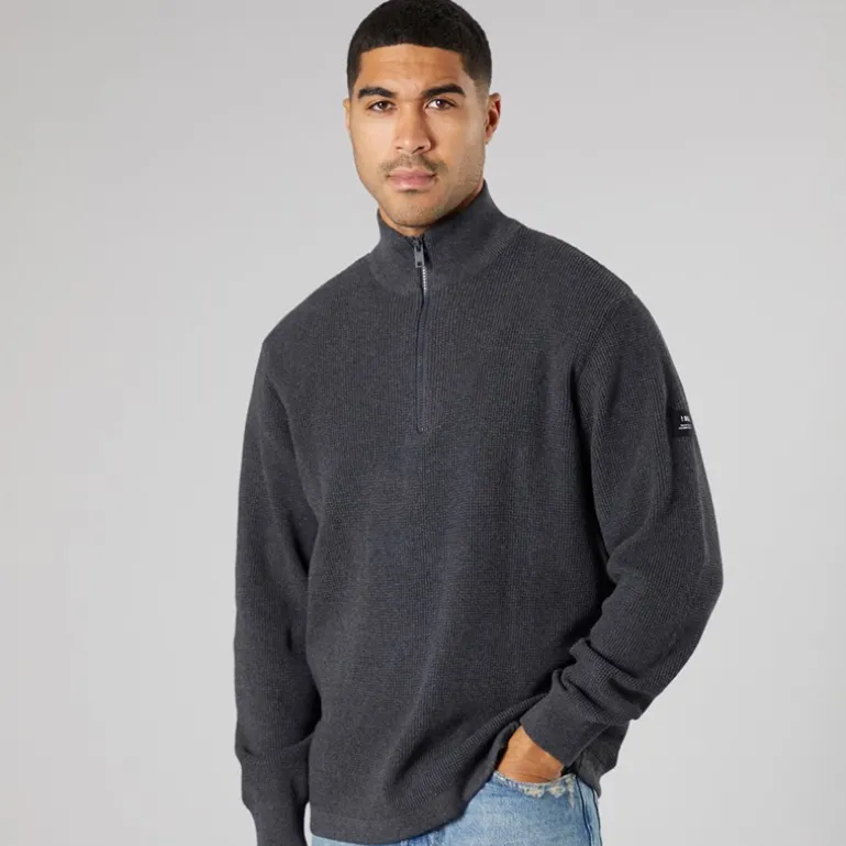 Herre striktrøje mørkegrå melange Dar Grey M