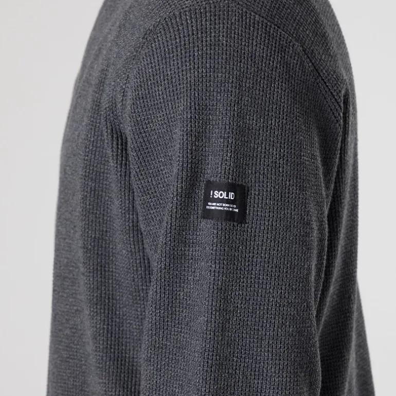 Herre striktrøje mørkegrå melange Dar Grey M