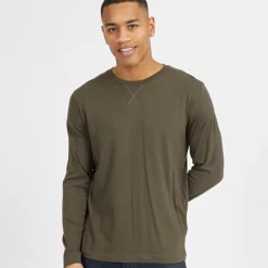 Herre Supreme Rundhals Langærmet T-shirt Khaki