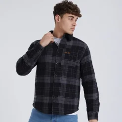 Herre Tavarell Langærmet Vatteret Skjorte Sort/​Mørkegrå/​Rød/​Blå Ternet