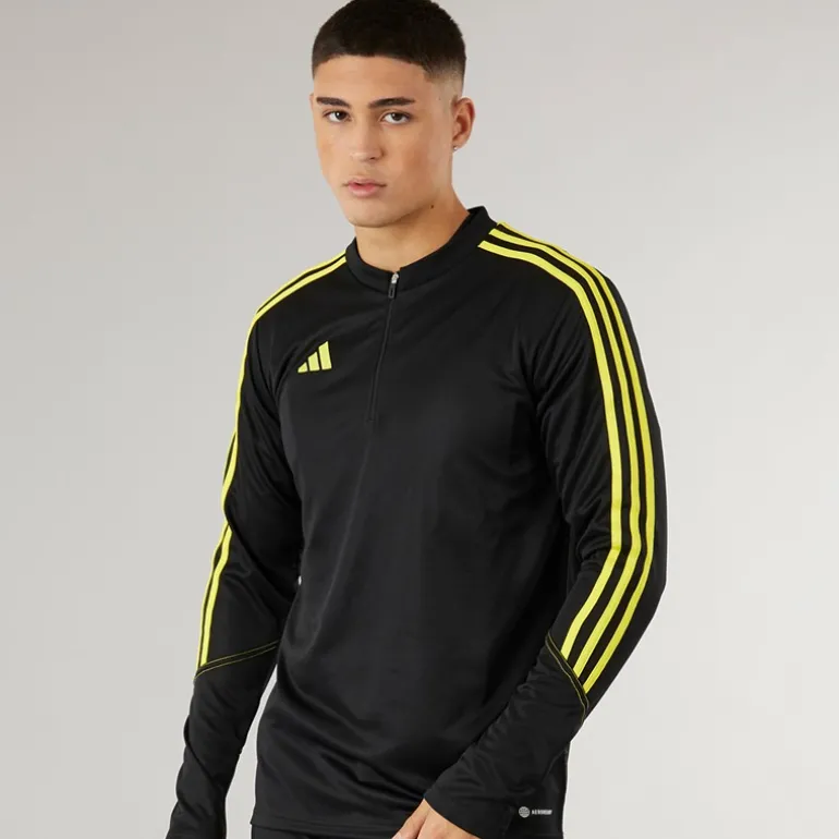 Herre Tiro 23 Klub 1/4 lynlås træningsbluse sort/kraftig gul