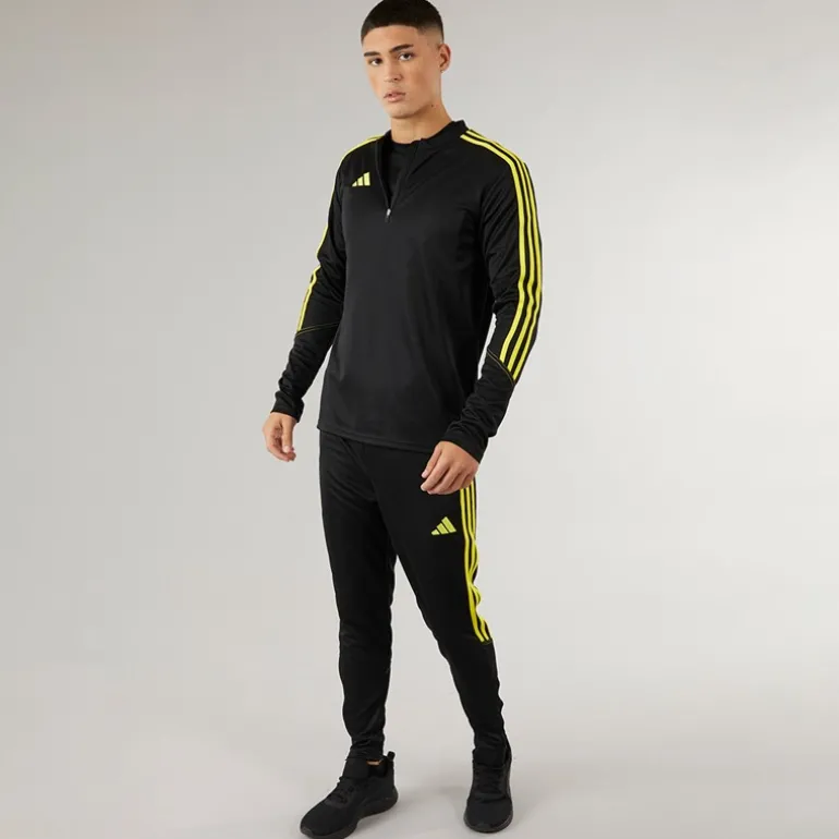 Herre Tiro 23 Klub 1/4 lynlås træningsbluse sort/kraftig gul