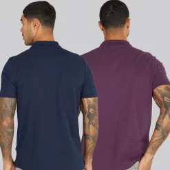 Herre to pak ensfarvede poloskjorter Plum/​Dark Navy