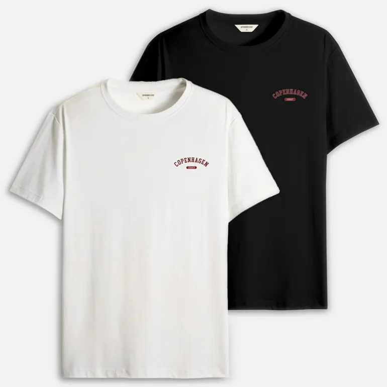 Herre To Pak Trykte T-shirts Sort / Hvid