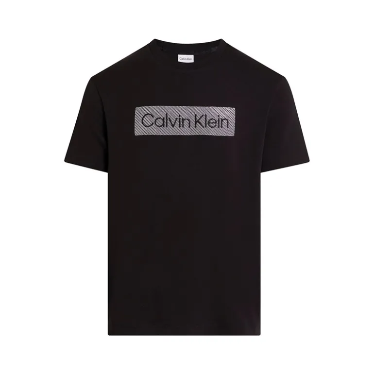 Herre T-shirt med tekstur broderi CK Sort