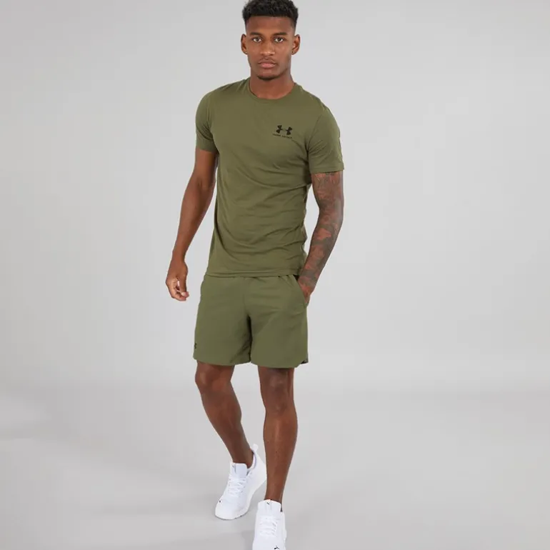 Herre UA Sportstyle Left Chest Sport træningstrøjer Kakigrøn