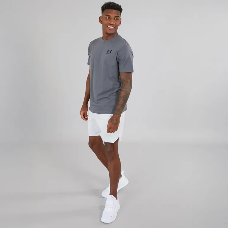 Herre UA Sportstyle T-shirt med kort ærme og venstre brystlomme Castlerock/Sort