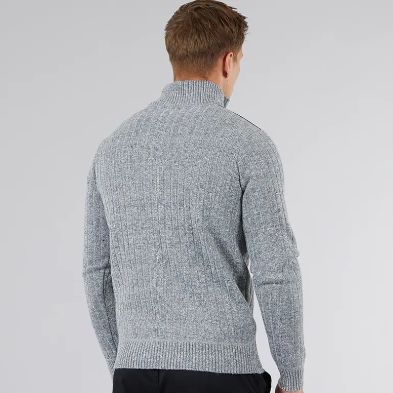 Herre Verto 1 / 4 Zip Funnel Neck Jumper Lys Grå Melering